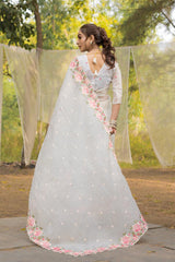 Delightful Crush Silk White Color Saree