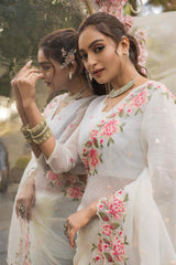 Delightful Crush Silk White Color Saree