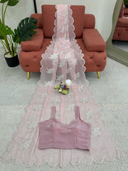 Beautiful Sequence Work Pink Color Saree