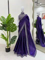 Bollywood Style Rangoli Silk Purple Color Saree
