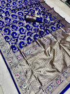 Royal Banarasi Silk Saree with Floral Mina Design