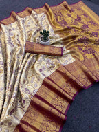 Kanjivaram Semi Silk Saree with Contrast Zari Border