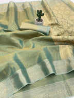 Banarasi Soft Tissue Silk Saree with Copper Zari Weaving