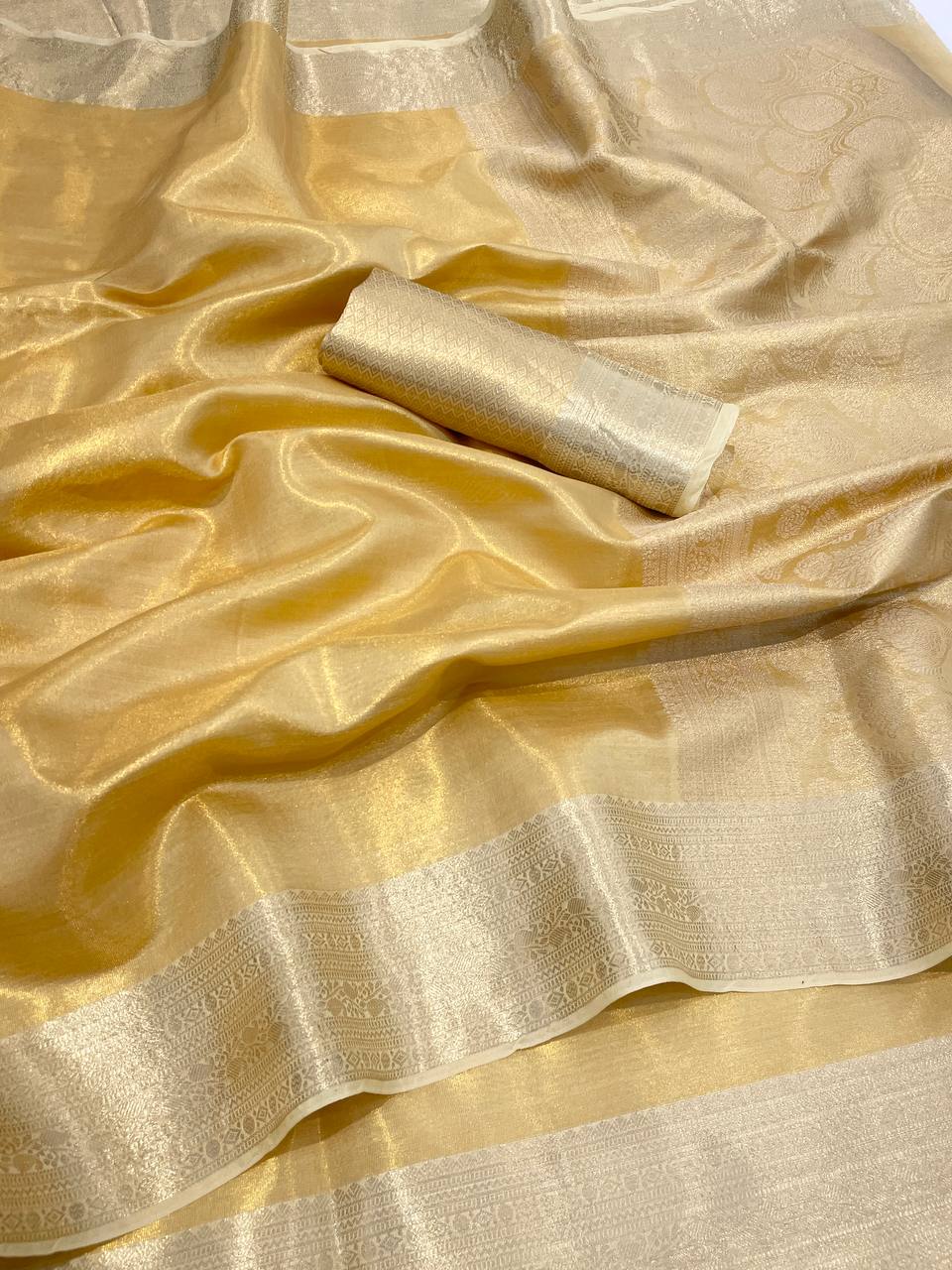 Banarasi Soft Tissue Silk Saree with Copper Zari Weaving