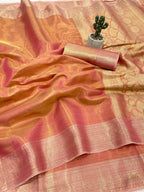 Banarasi Soft Tissue Silk Saree with Copper Zari Weaving