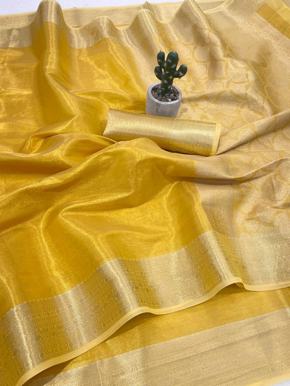 Banarasi Soft Tissue Silk Saree with Copper Zari Weaving