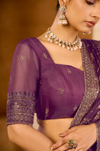 Regal Crystal Organza Satin Saree