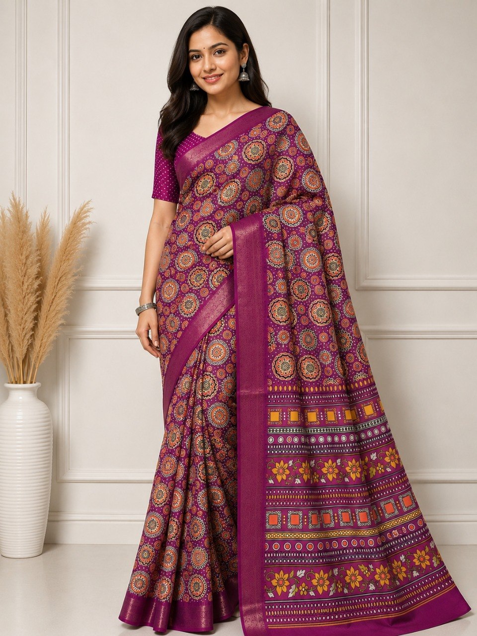 Premium Silk Blend Saree with Elegant Drape