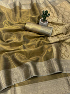 Banarasi Soft Tissue Silk Saree with Copper Zari Weaving