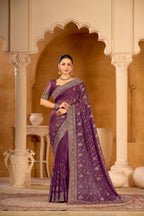 Regal Crystal Organza Satin Saree