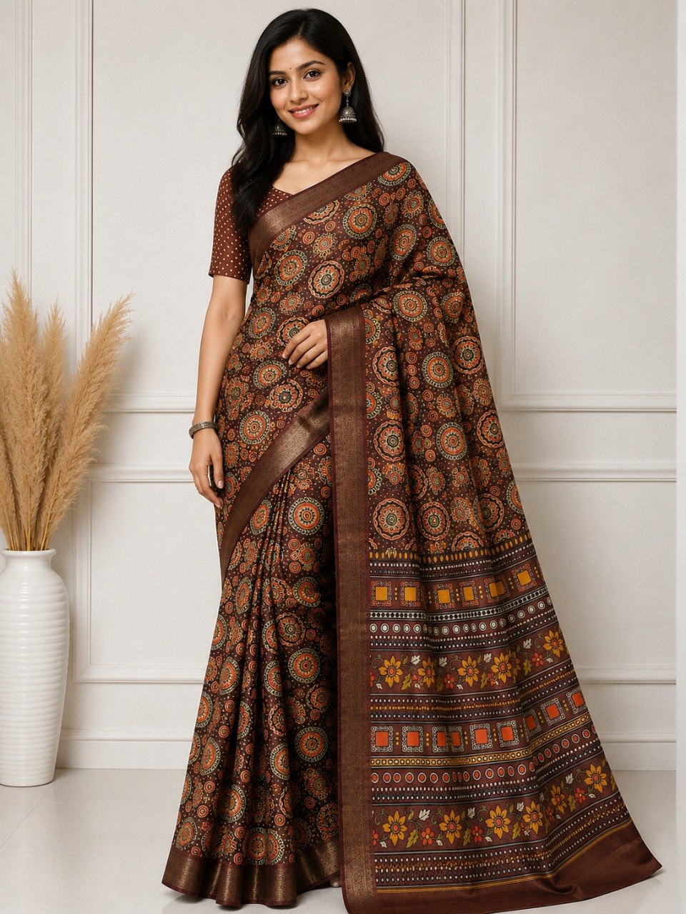 Premium Silk Blend Saree with Elegant Drape