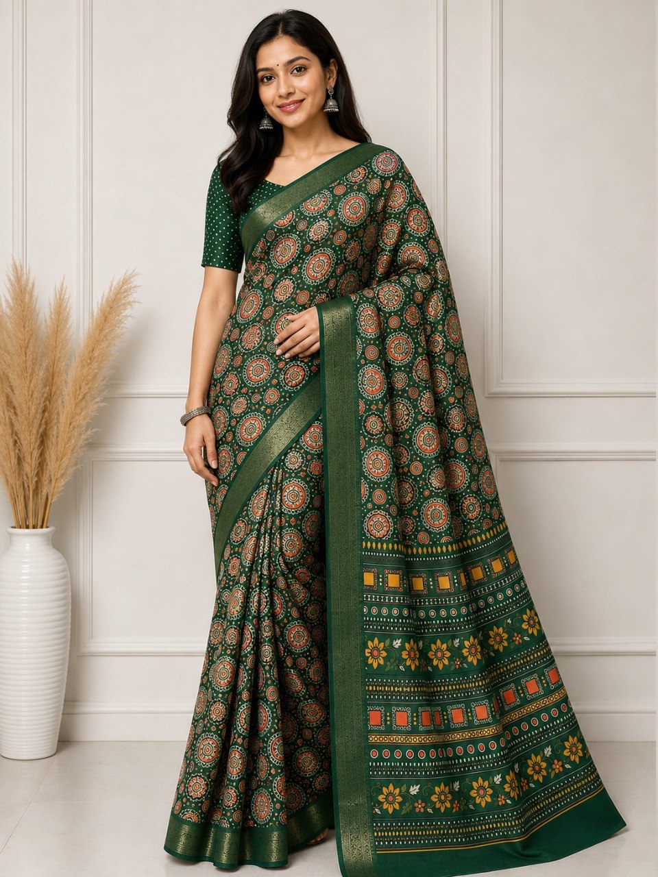 Premium Silk Blend Saree with Elegant Drape