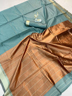 Soft Linen Slub Cotton Saree with Rich Weaving Blouse