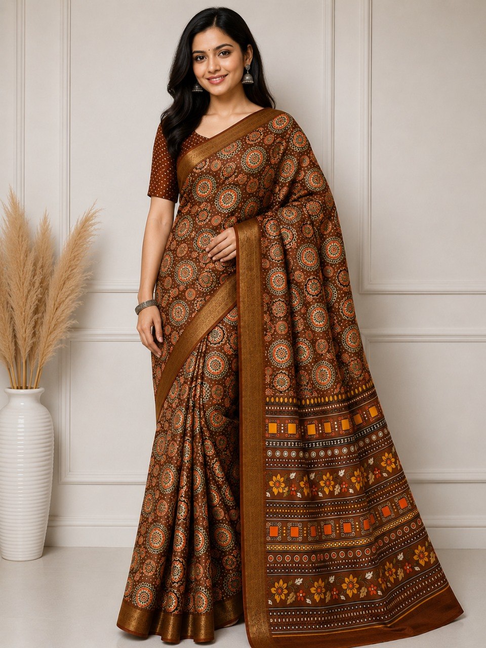 Premium Silk Blend Saree with Elegant Drape