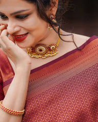 Demanding Banarasi Silk Maroon  Color Saree