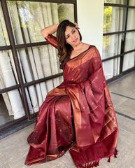 Admiring Maroon Color Jacquard Silk Saree