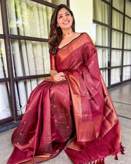 Admiring Maroon Color Jacquard Silk Saree