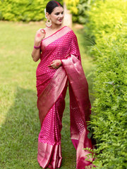 Ceremony Wear Pink Color Jacquard Silk Saree