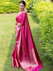 Ceremony Wear Pink Color Jacquard Silk Saree