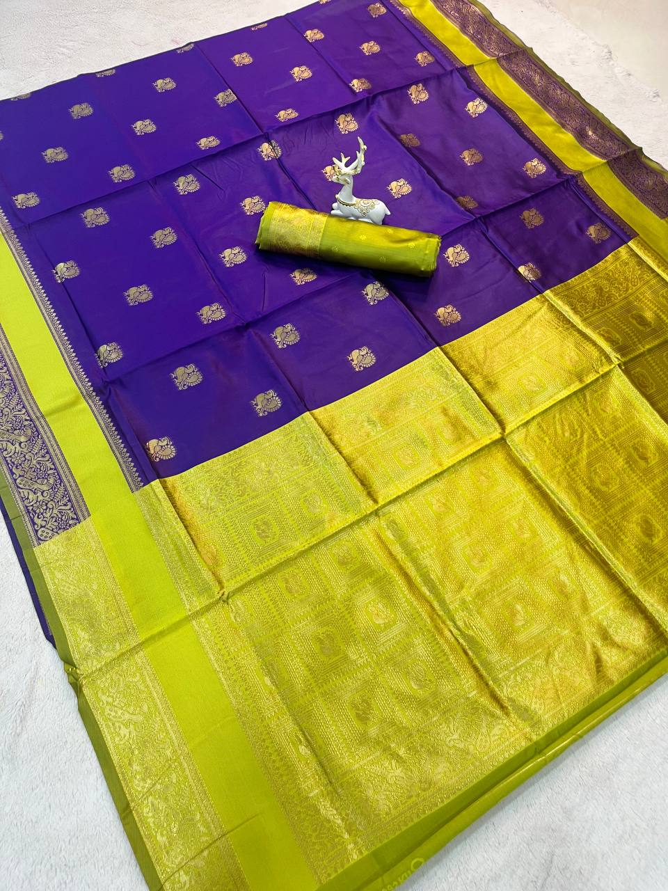 Breathable Organic Banarasi Purple Wedding Saree