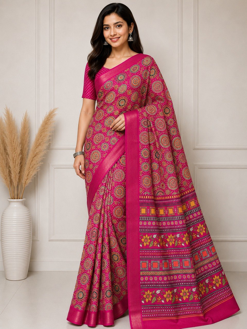 Premium Silk Blend Saree with Elegant Drape