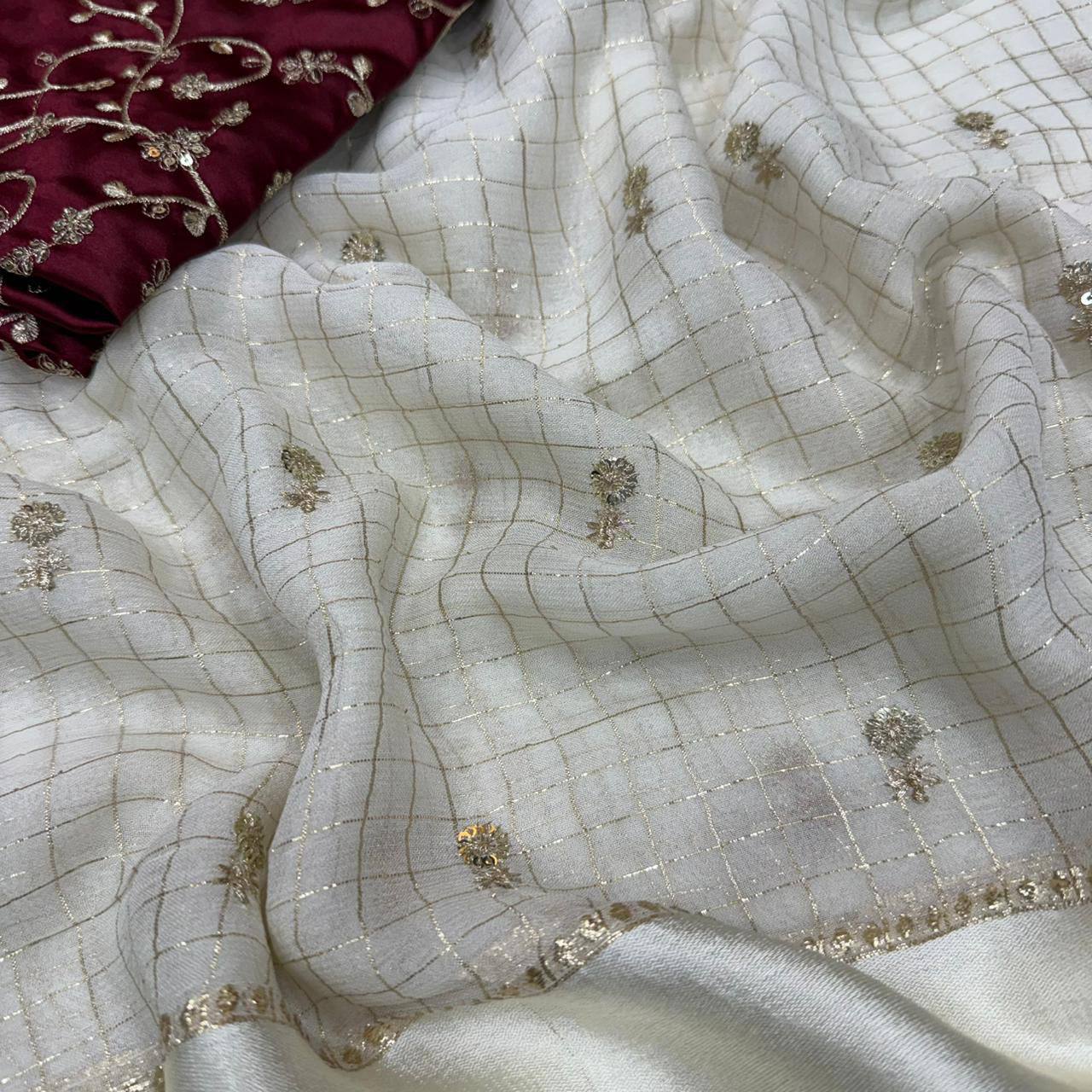 Pure Viscose Georgette Saree with Sequins Butti Work