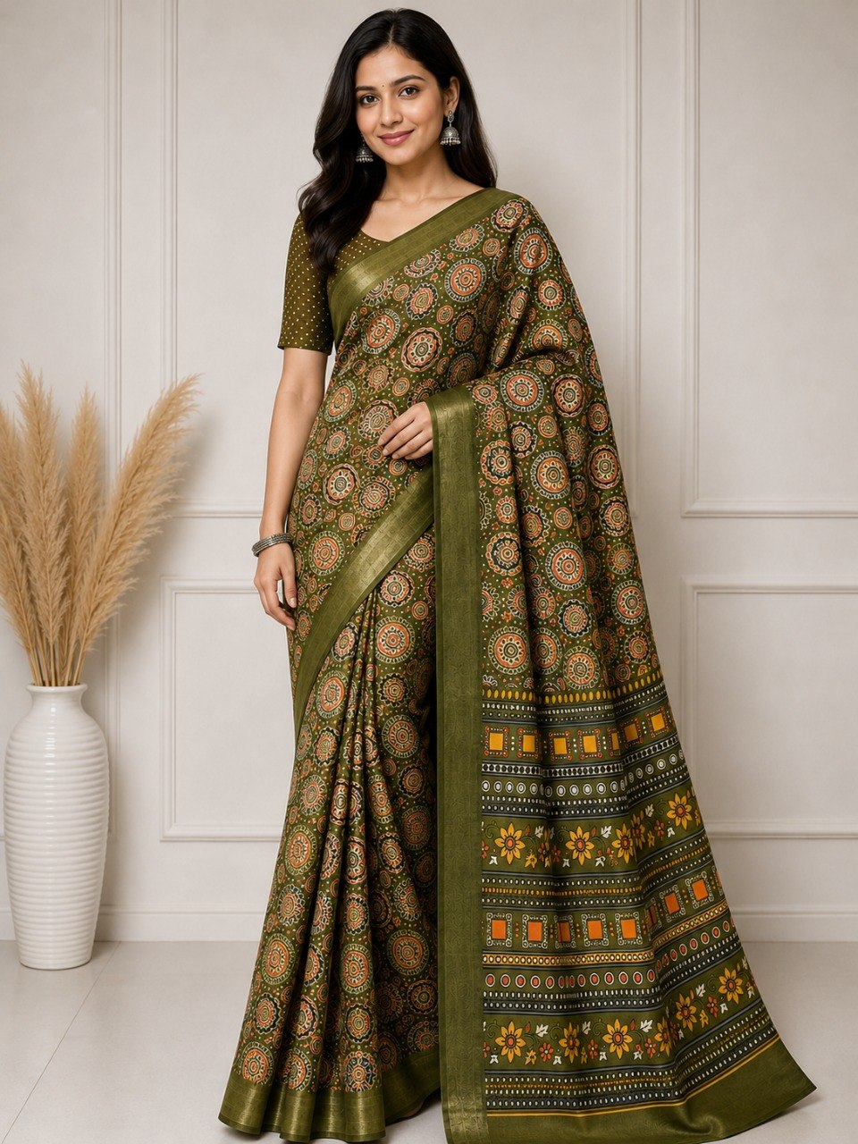 Premium Silk Blend Saree with Elegant Drape