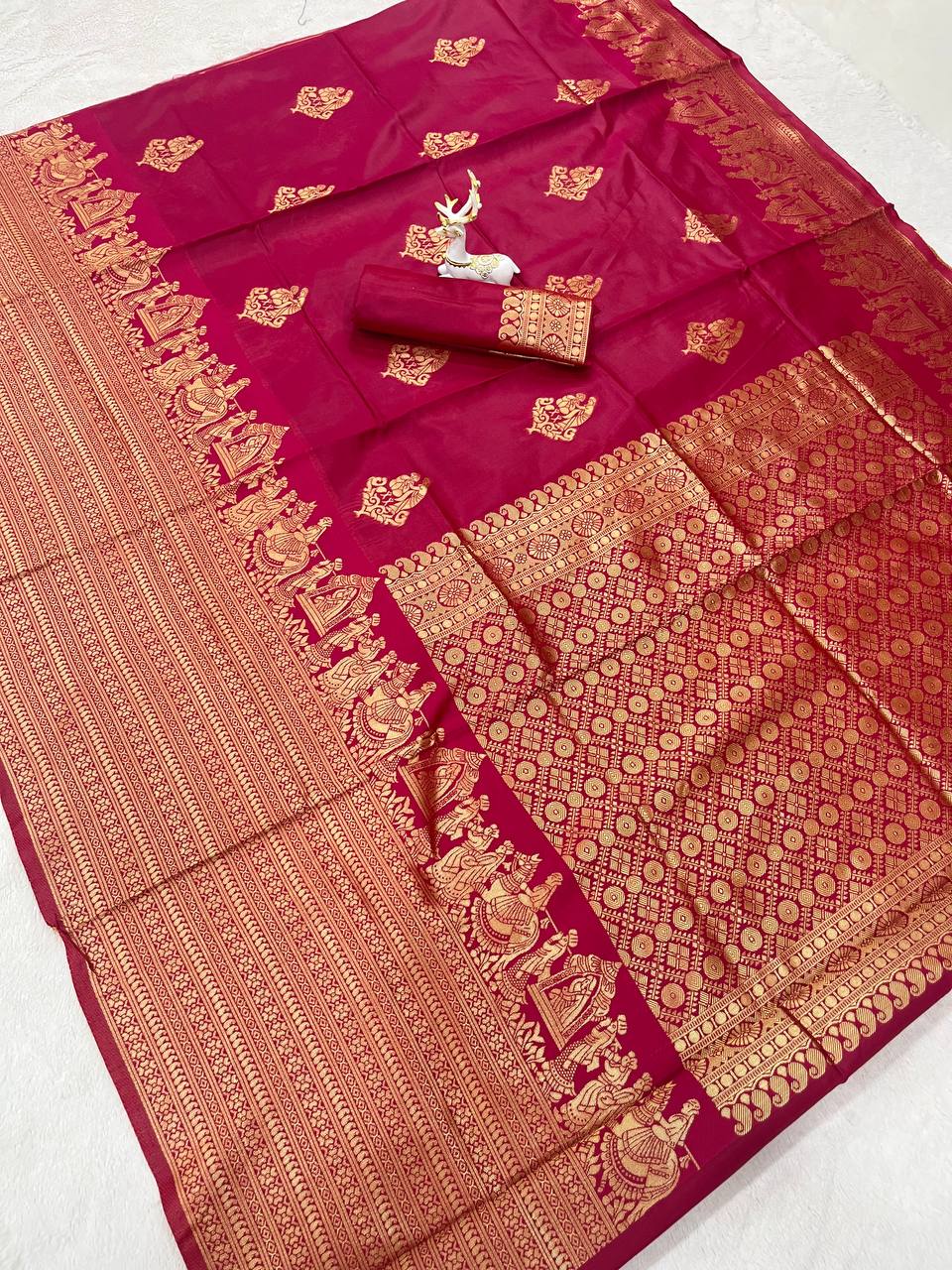 Wedding Celebrations Maroon Color Banarasi Saree