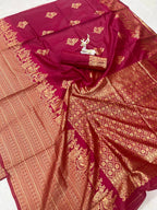 Wedding Celebrations Maroon Color Banarasi Saree