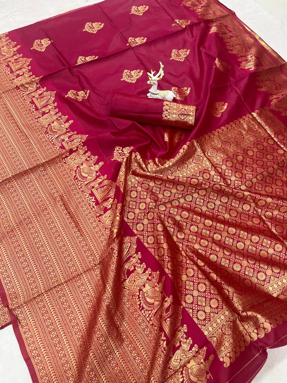 Wedding Celebrations Maroon Color Banarasi Saree