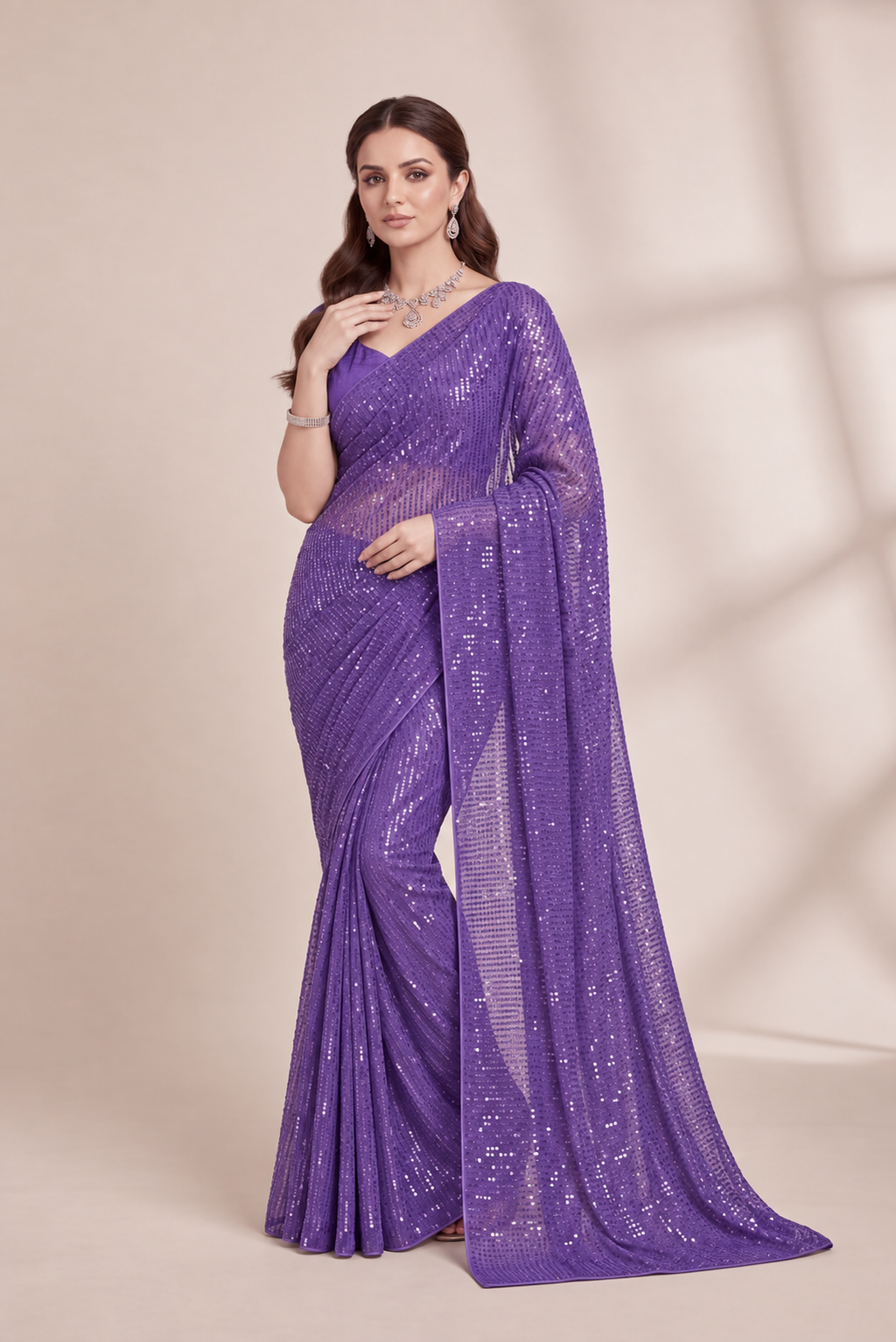 Sparkle Bollywood Georgette Saree with Bangalore Silk Blouse