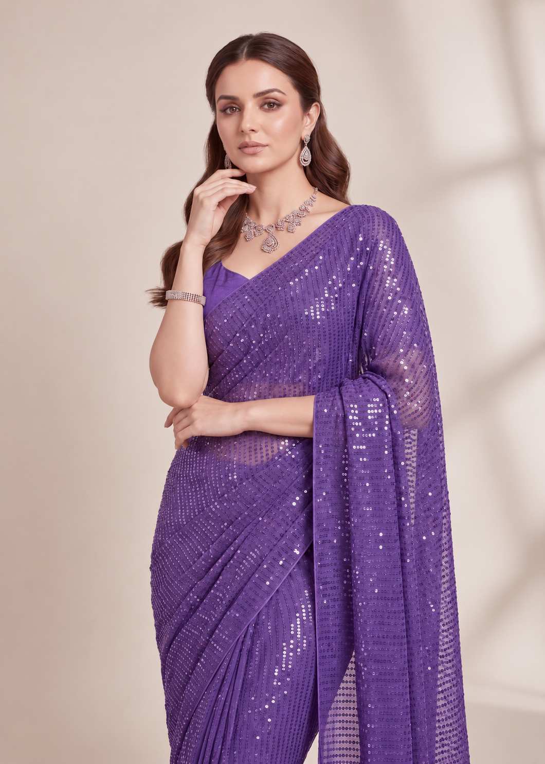 Sparkle Bollywood Georgette Saree with Bangalore Silk Blouse