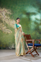 Designer Linen Cotton Silk Saree with Pure Gold Zari
