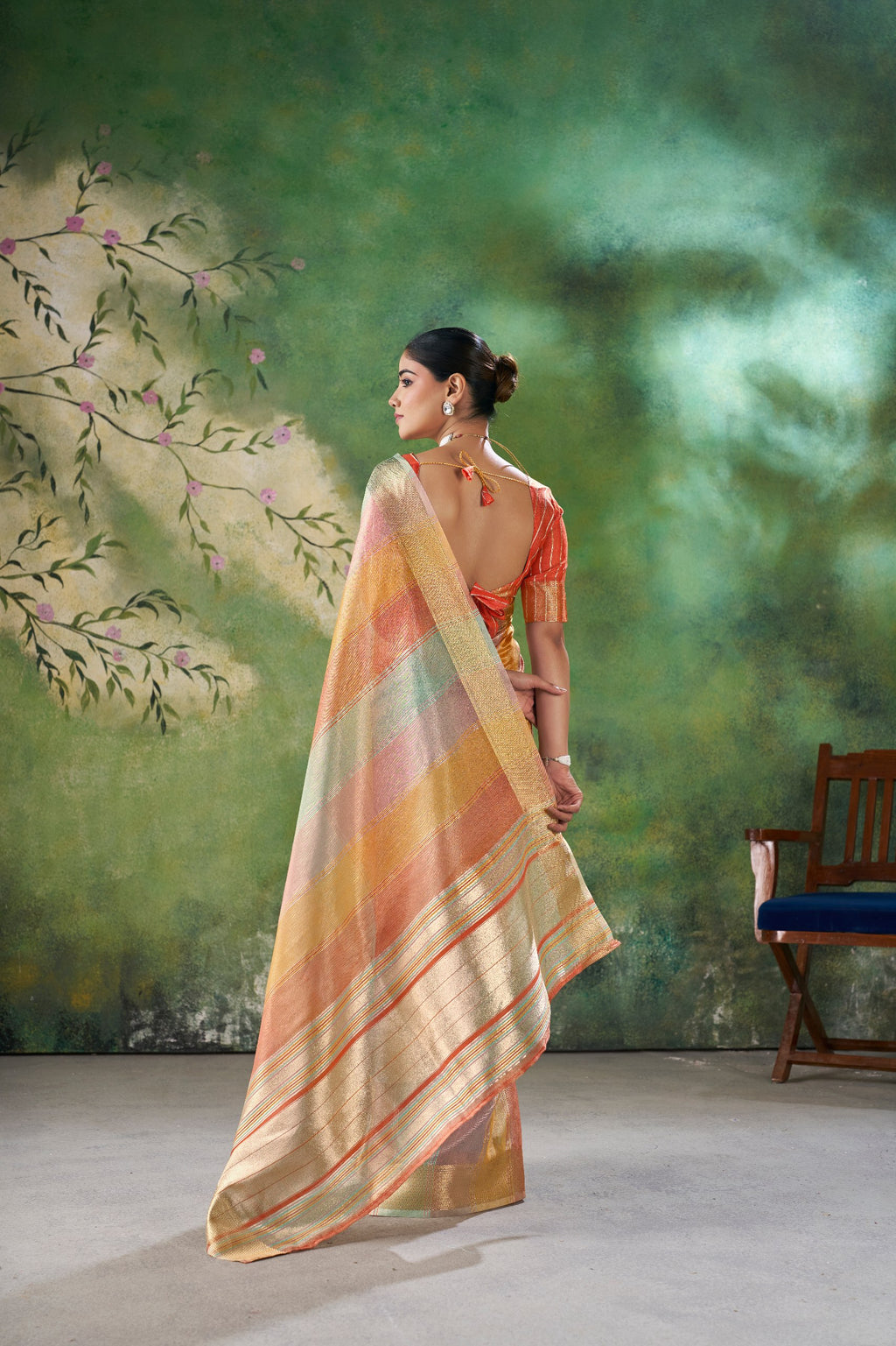 Designer Linen Cotton Silk Saree with Pure Gold Zari