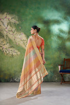Designer Linen Cotton Silk Saree with Pure Gold Zari