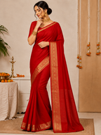 Elegant Pure Ho Silk  Zari Border Saree