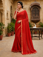 Pure Viscose Georgette Saree with Floral Patta Border