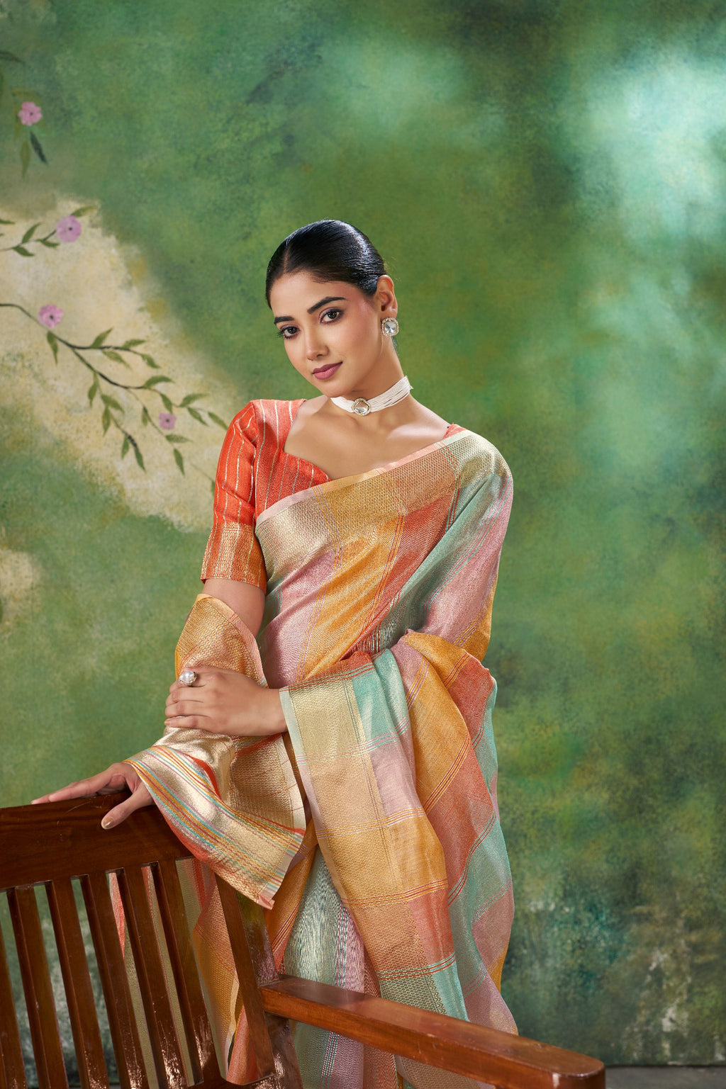Designer Linen Cotton Silk Saree with Pure Gold Zari