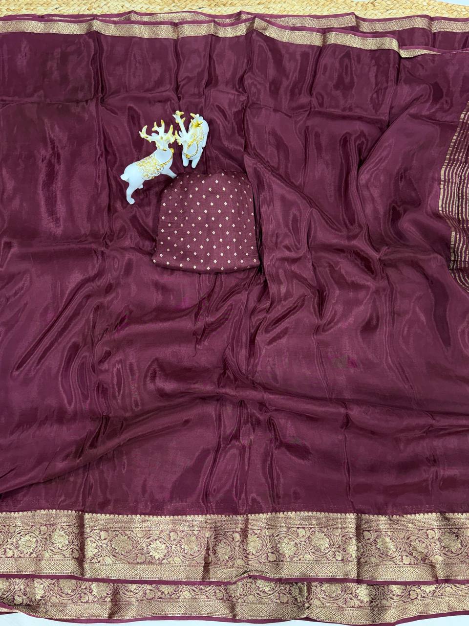 Elegant Pure Ho Silk  Zari Border Saree