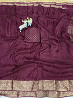 Elegant Pure Ho Silk  Zari Border Saree
