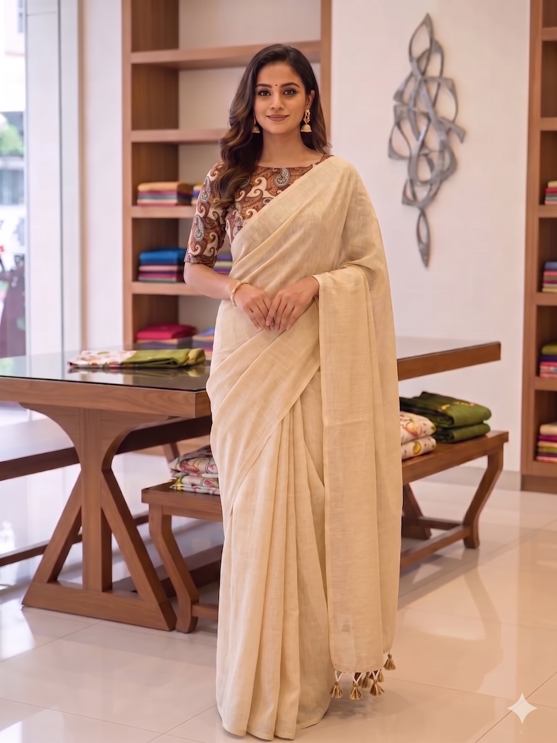 Elegant Khadi Cotton Saree with Magic Cotton Blouse